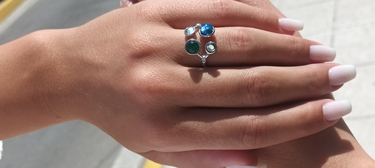 Bague 4 Galaxies · Verre irisé