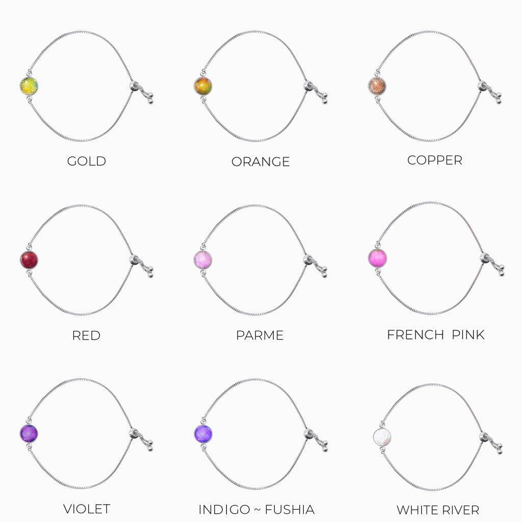 Boucles d'oreilles longues · Verre soufflé irisé · Acier