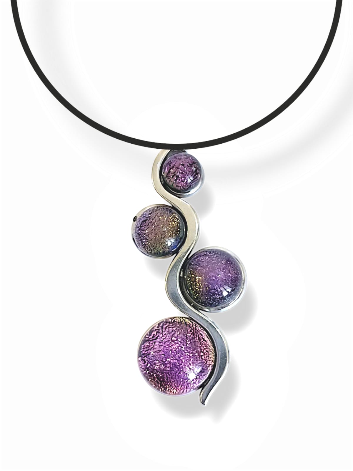 Collier Galaxy Sparkle · 4 perles de verre · Acier inoxydable