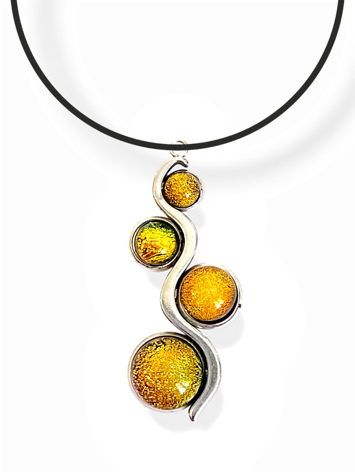 Collier Galaxy Sparkle · 4 perles de verre · Acier inoxydable