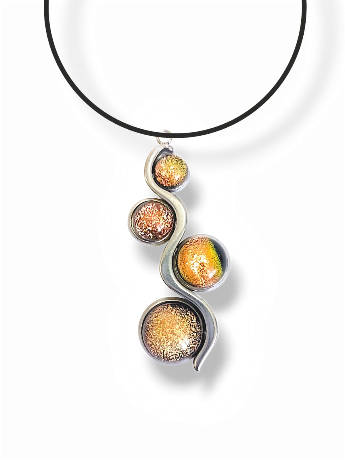 Collier cuir · Pendentif verre irisé