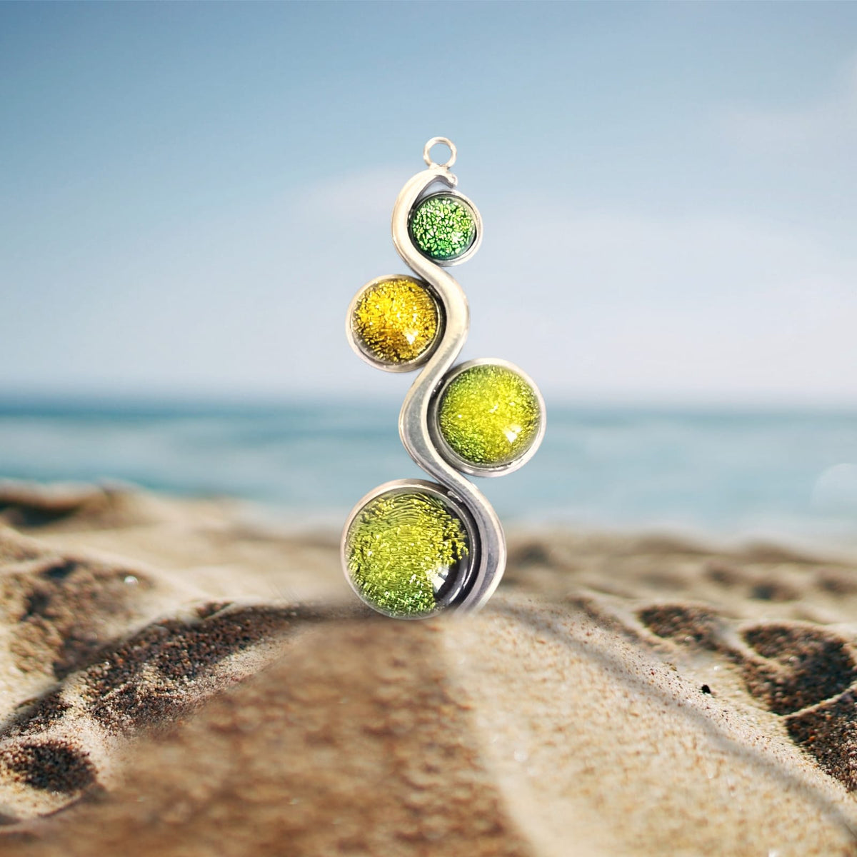 Collier Galaxy Sparkle · 4 perles de verre · Acier inoxydable