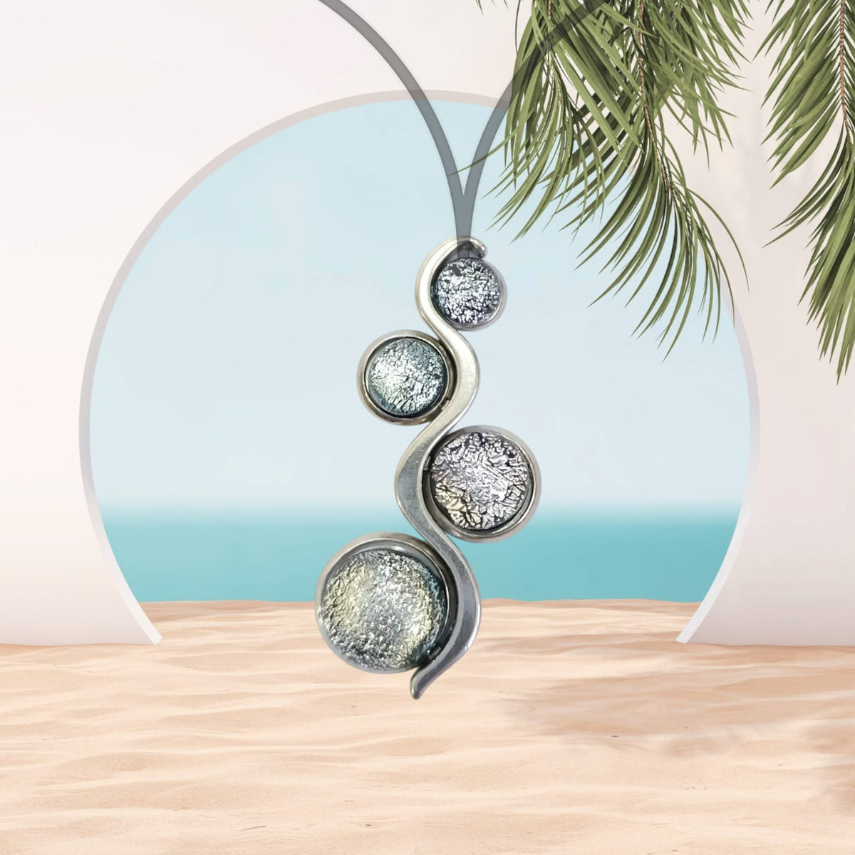 Collier Galaxy Sparkle · 4 perles de verre · Acier inoxydable