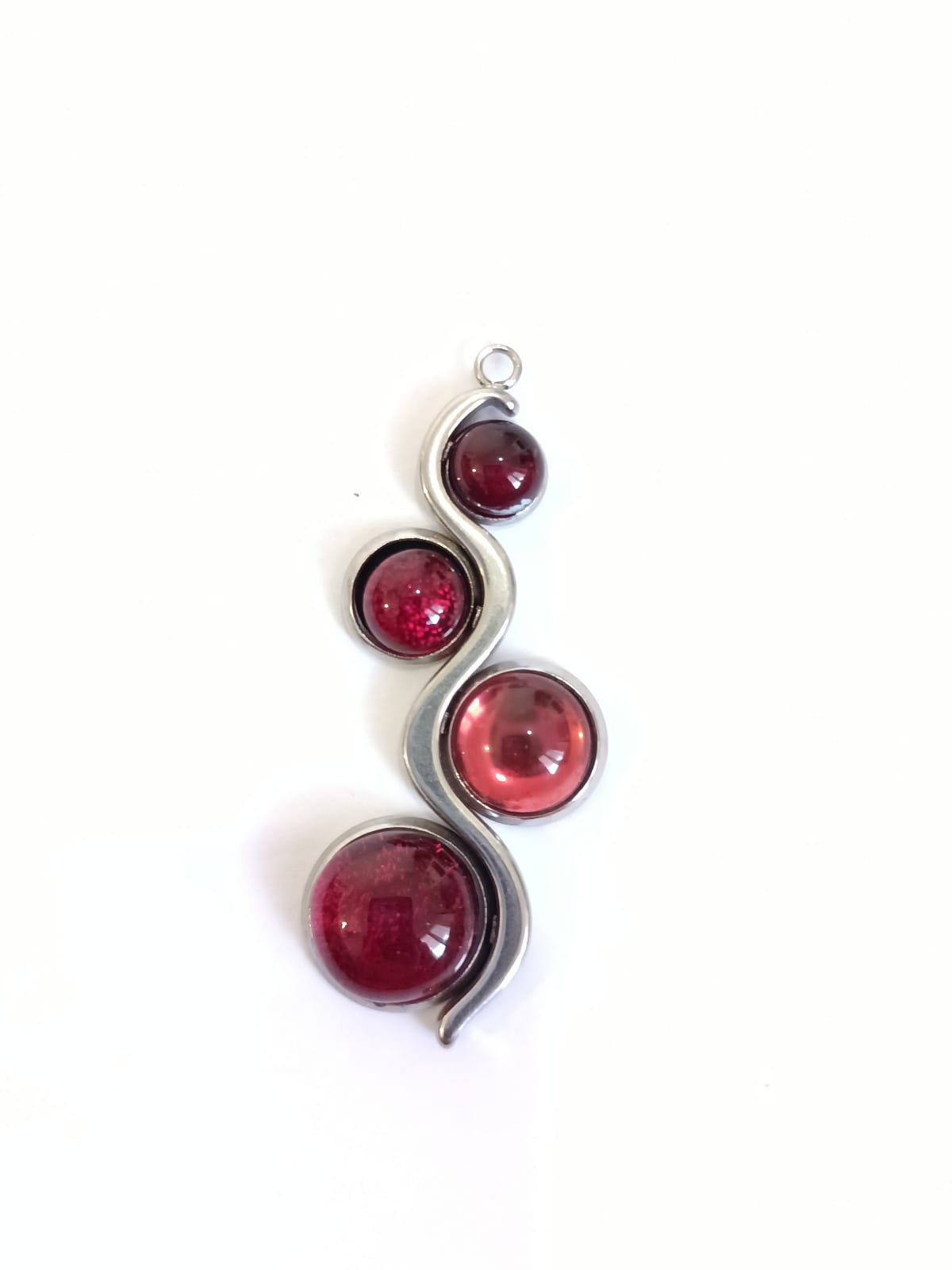Collier cuir · Pendentif verre irisé